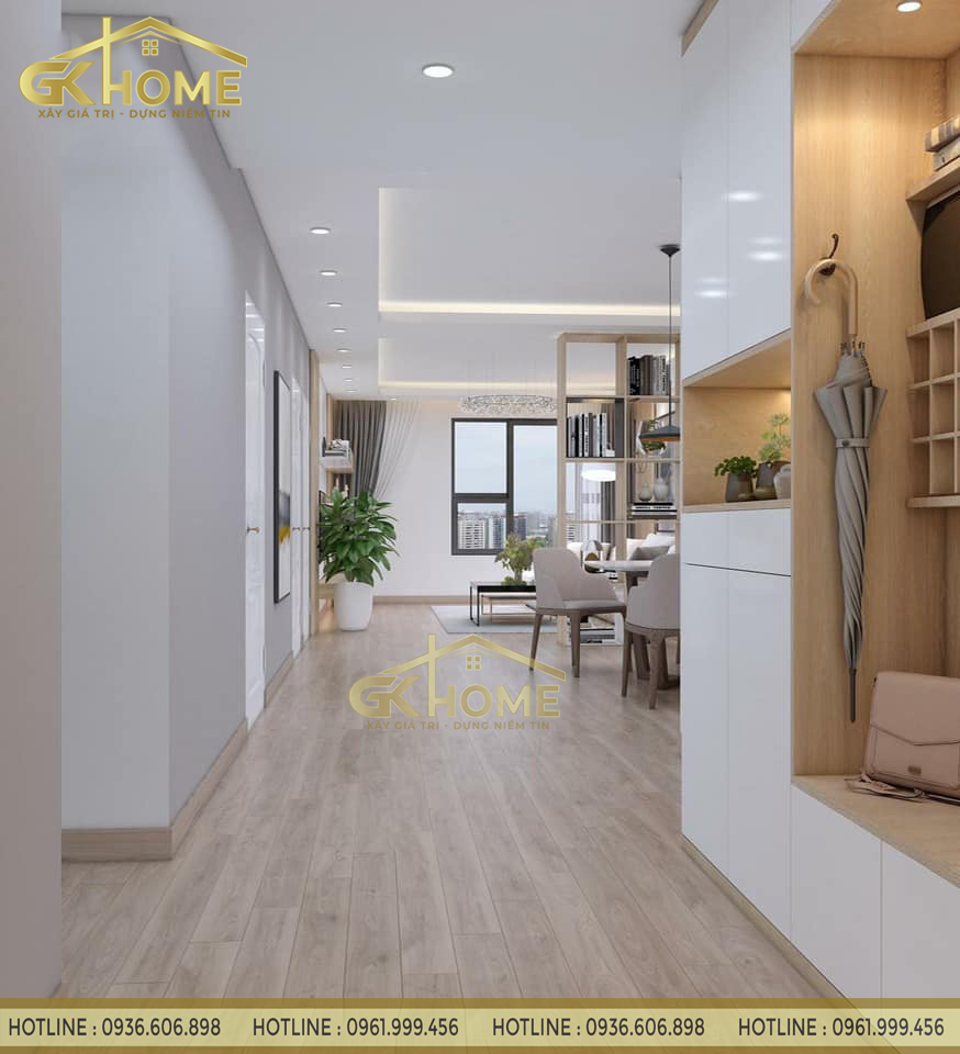 Từ lối vào nhìn toàn cảnh căn hộ