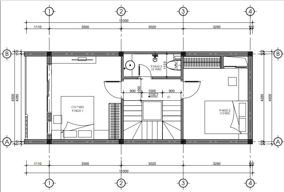 Mặt bằng công năng của ngôi nhà tầng 2