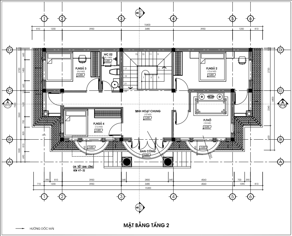 Mặt bằng công năng tầng 2