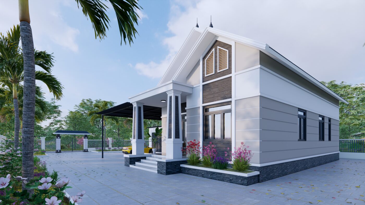 sự kết hợp hài hòa giữa 2 gam màu trắng và ghi xám