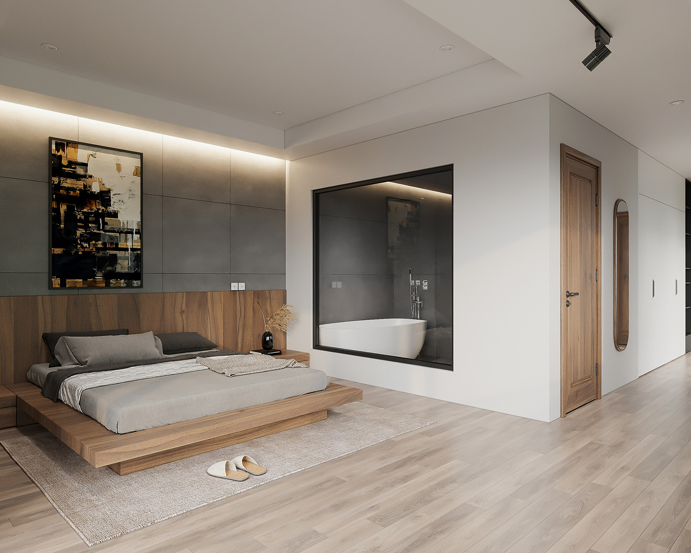 Phòng ngủ tích hợp với phòng tắm