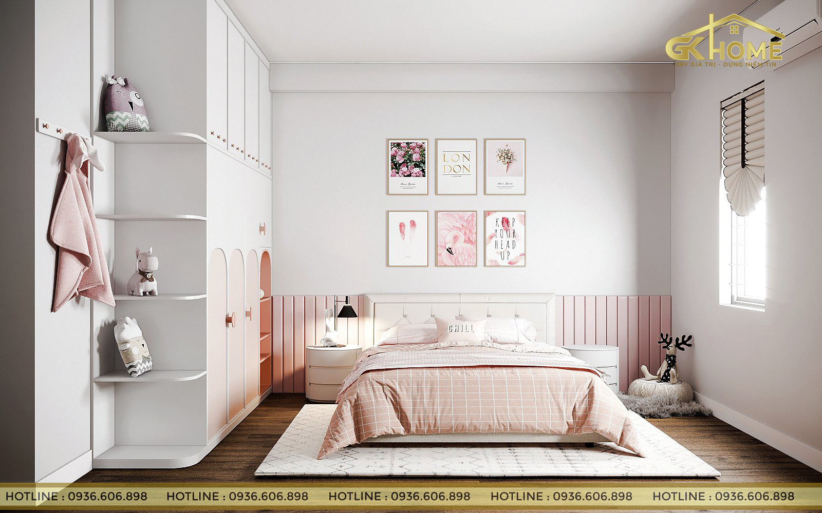 Căn phòng rộng rãi với chiếc giường ngủ, bộ bàn ghế được sắp xếp khoa học tiện nghi nhất.