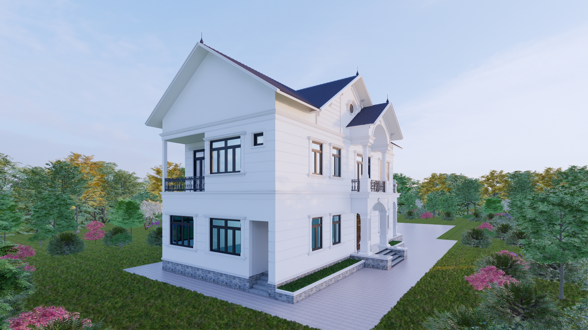 Ngôi nhà sử dụng đá cẩm thạch tạo sự tương phản bắt mắt hơn