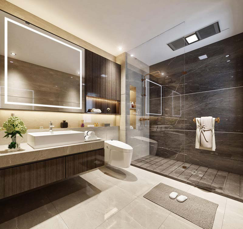 Phòng vệ sinh trong những căn biệt thự thường rộng từ 9 – 10m2